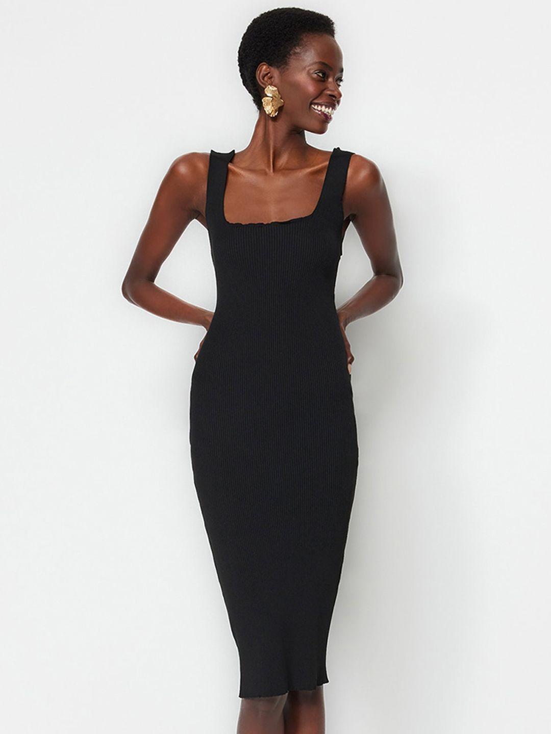 trendyol square neck bodycon dress