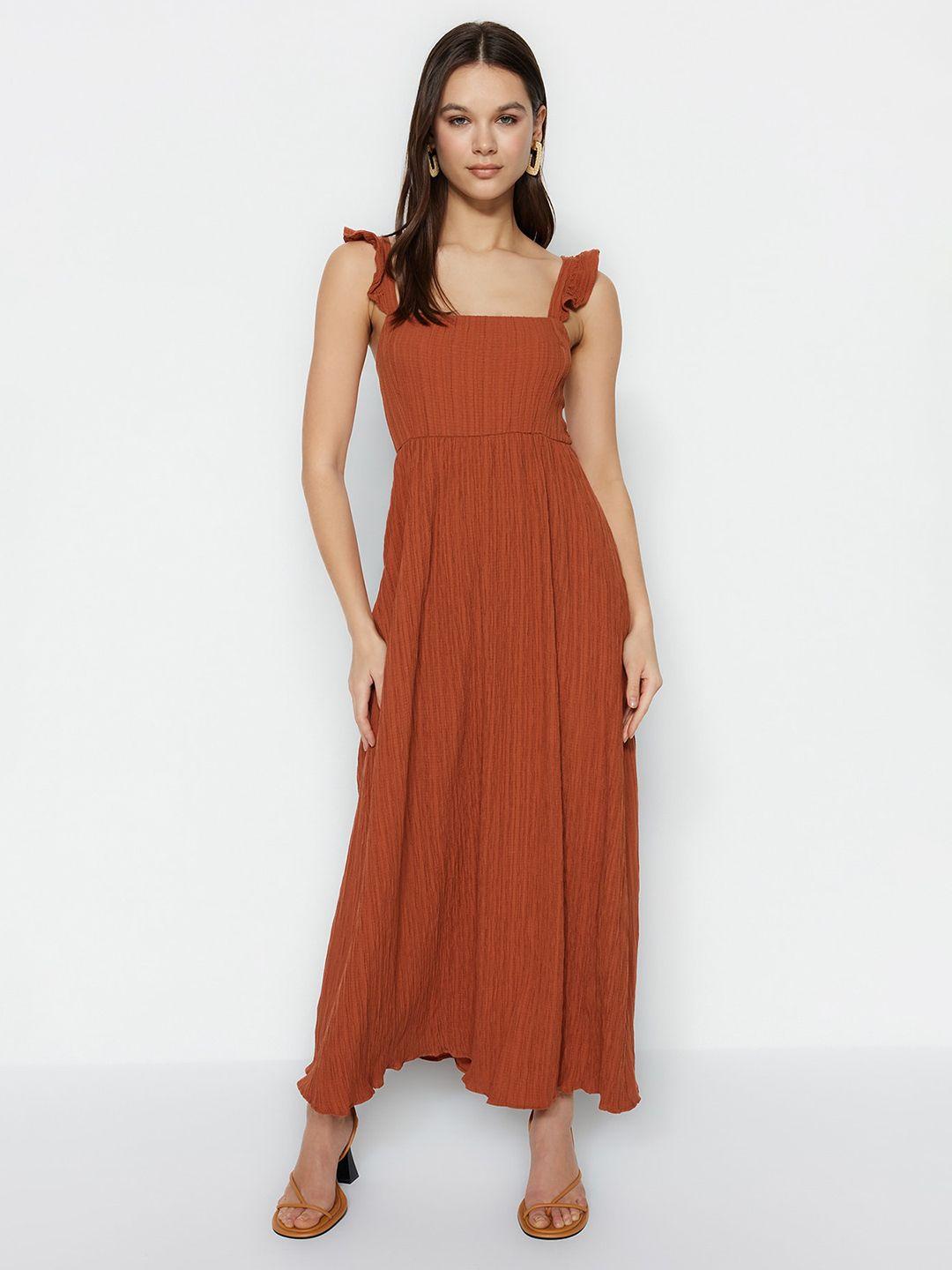 trendyol square neck sleeveless smocked maxi dress