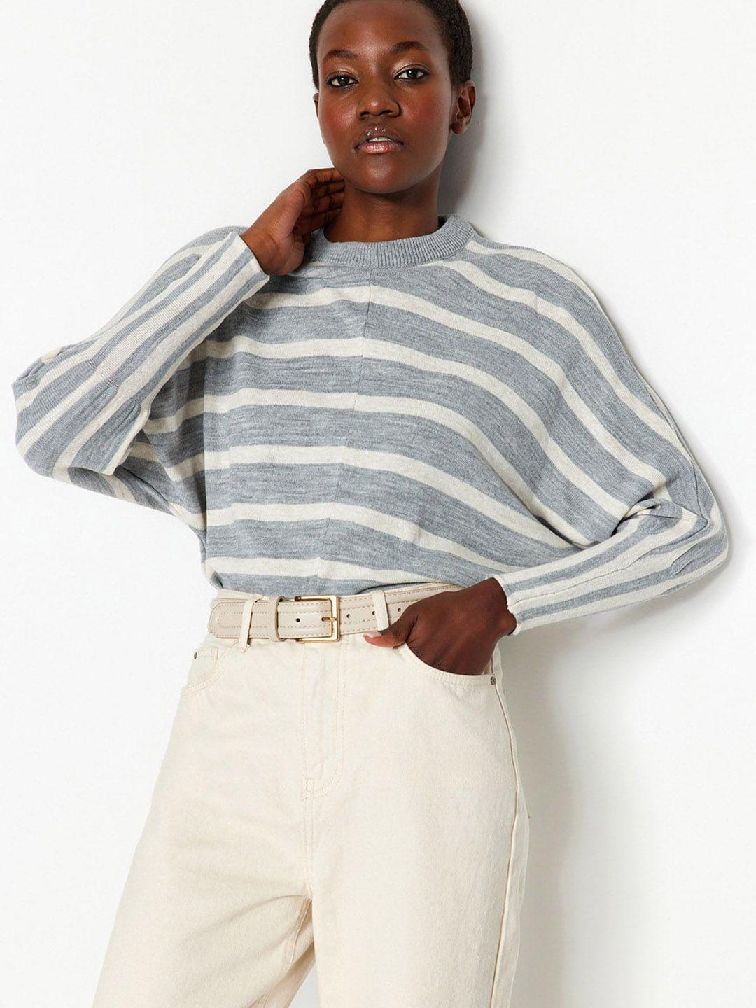 trendyol striped acrylic pullover