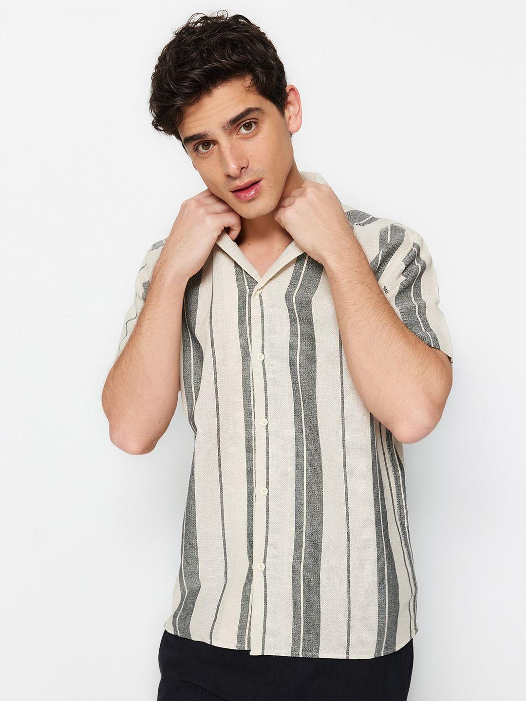 trendyol striped cotton casual shirt