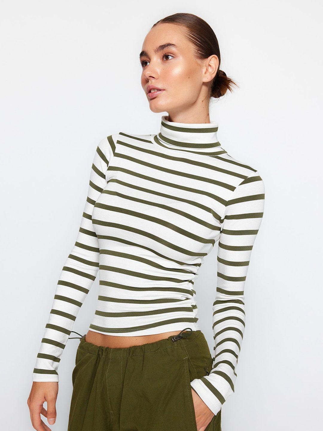 trendyol striped high neck top