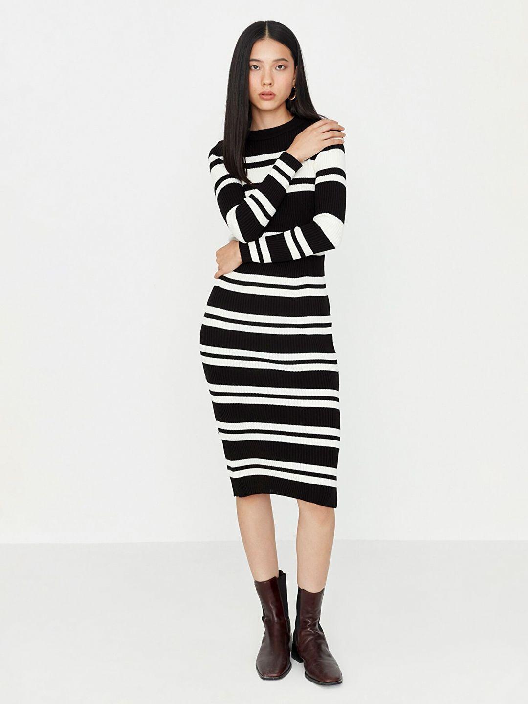 trendyol striped jumper midi acrylic dress