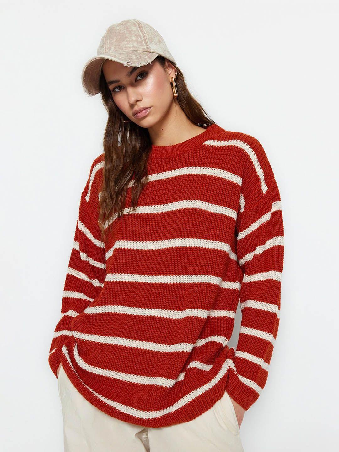 trendyol striped pure acrylic pullover