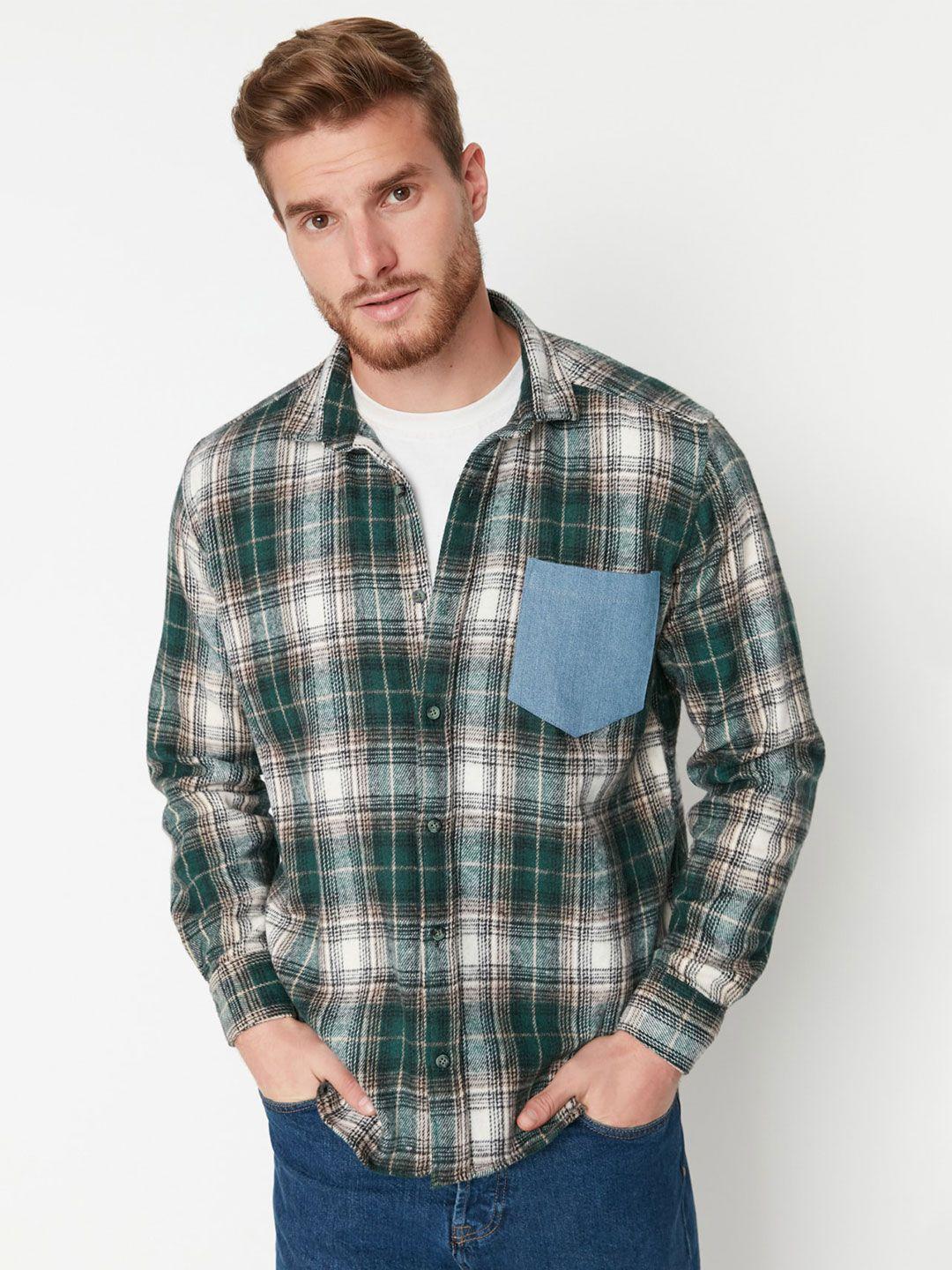 trendyol tartan checks opaque casual shirt