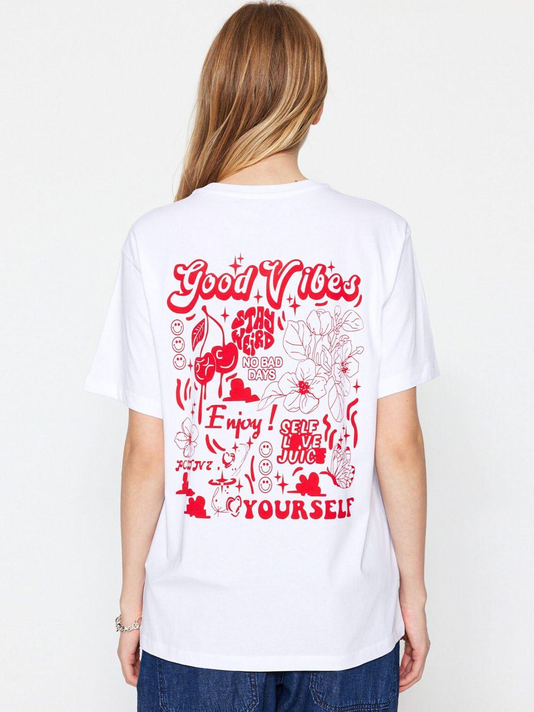 trendyol typogarphy printed pure cotton t-shirt