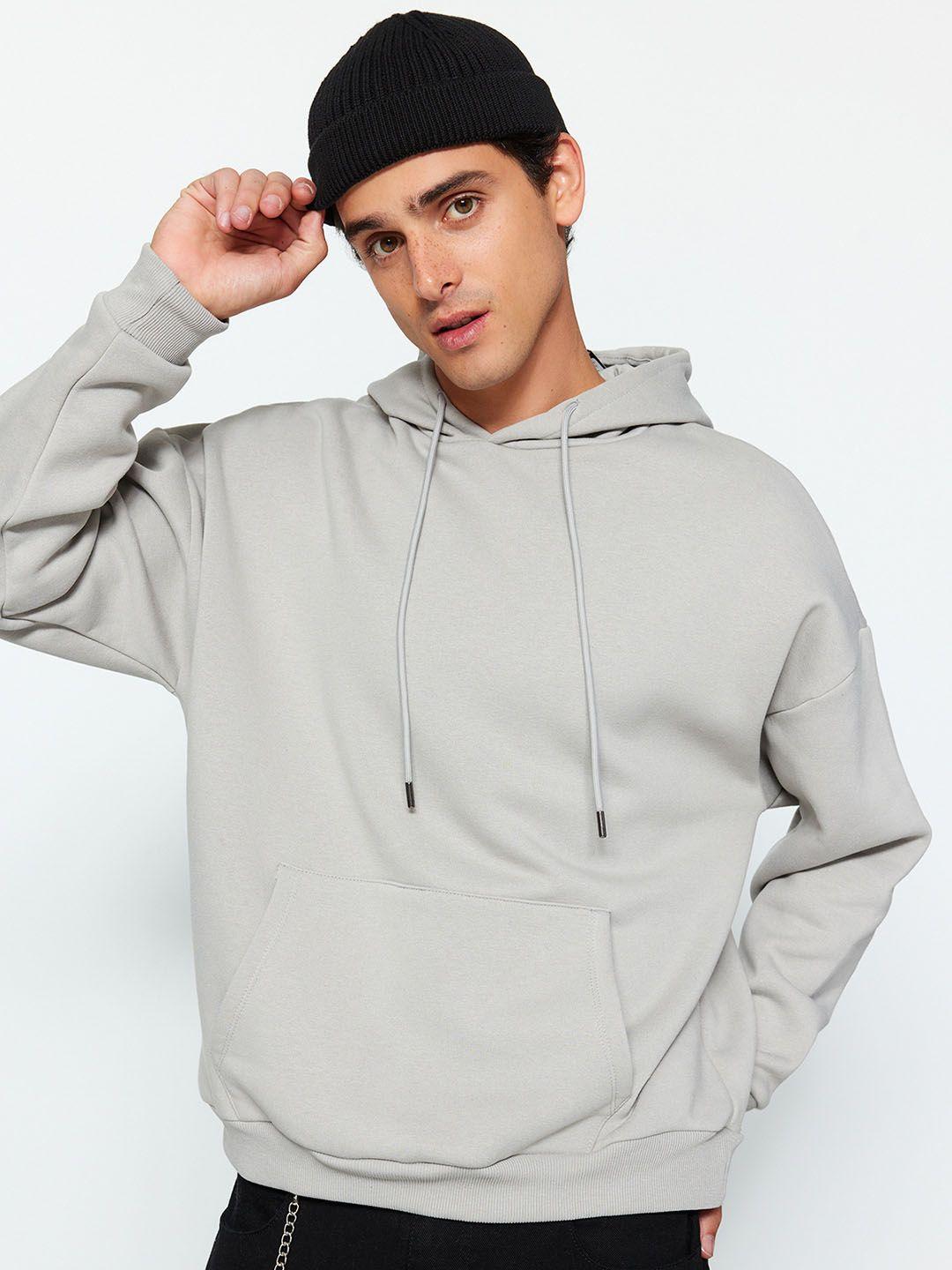 trendyol typography printed hooded pullover
