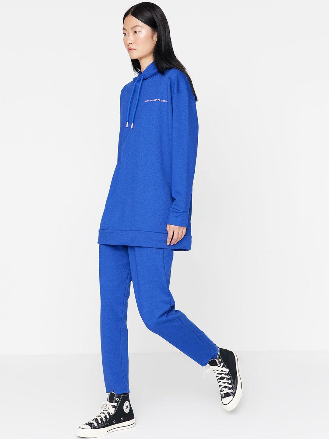 trendyol typography printed hooded tracksuits