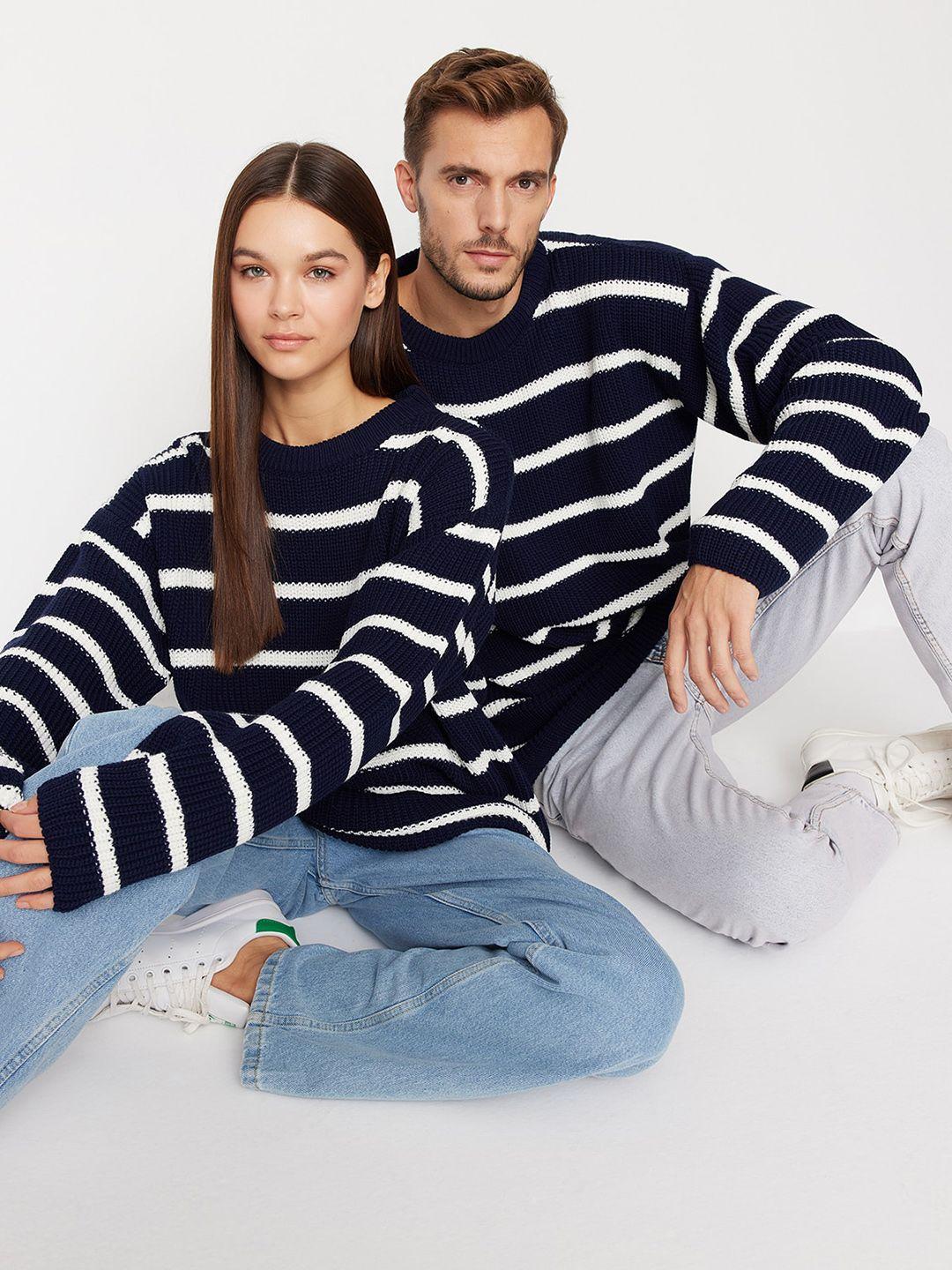 trendyol unisex striped pullover sweater