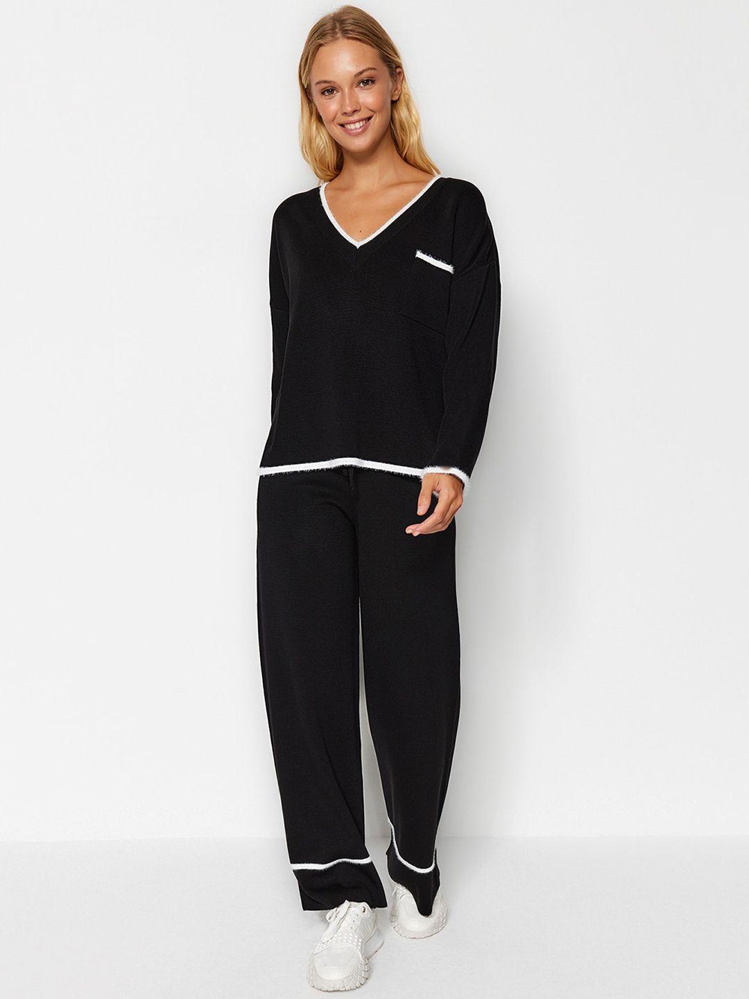 trendyol v-neck acrylic sweater with trouser