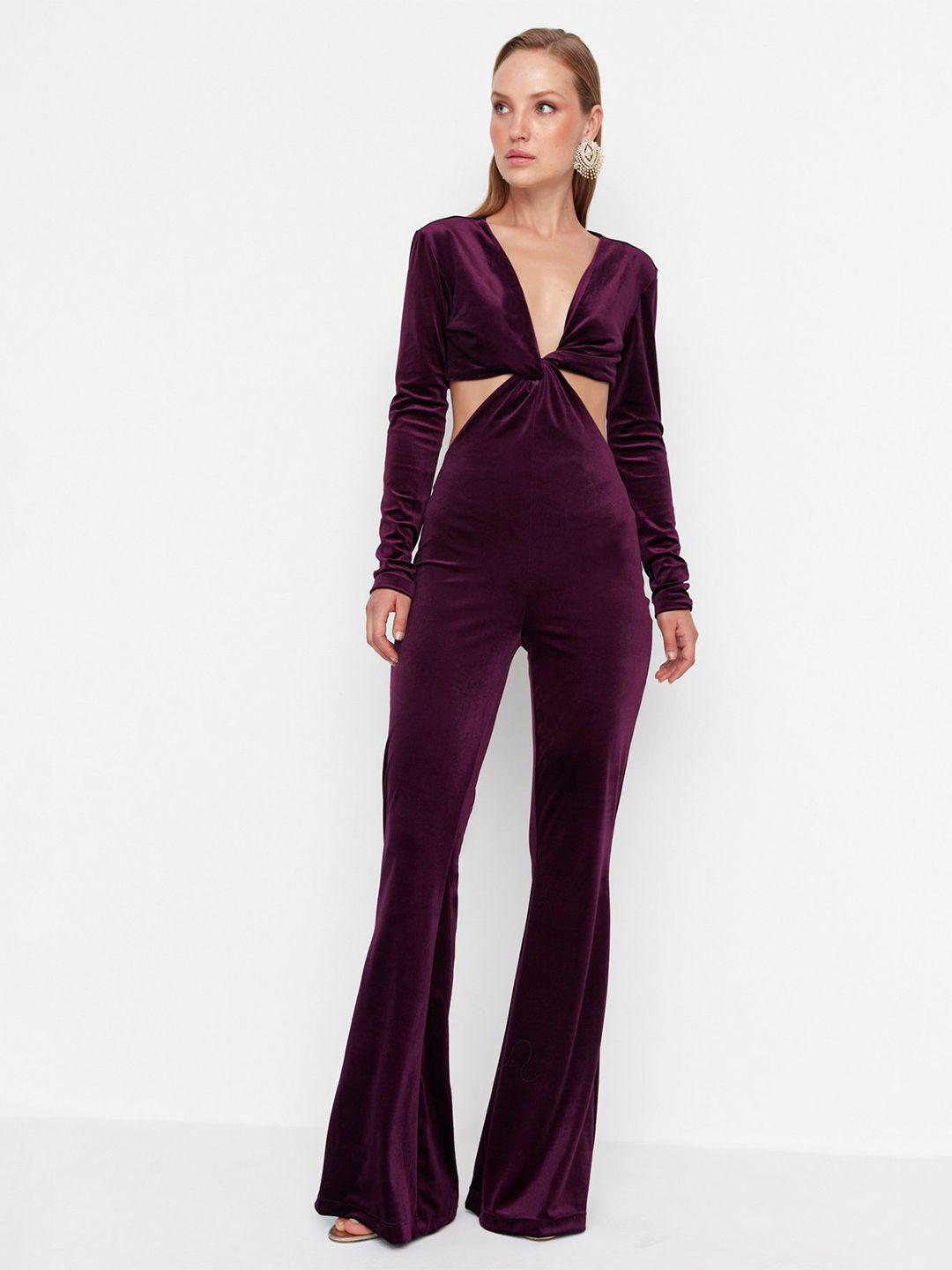 trendyol v-neck cut out jumpsuit