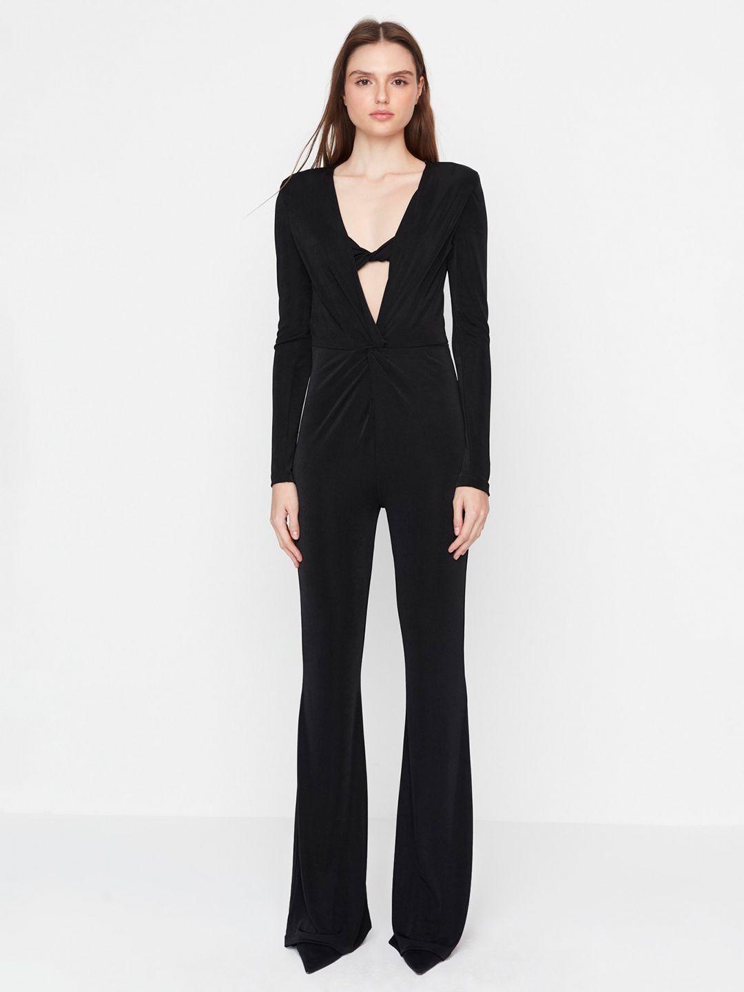 trendyol v neck gathers basic jumpsuit