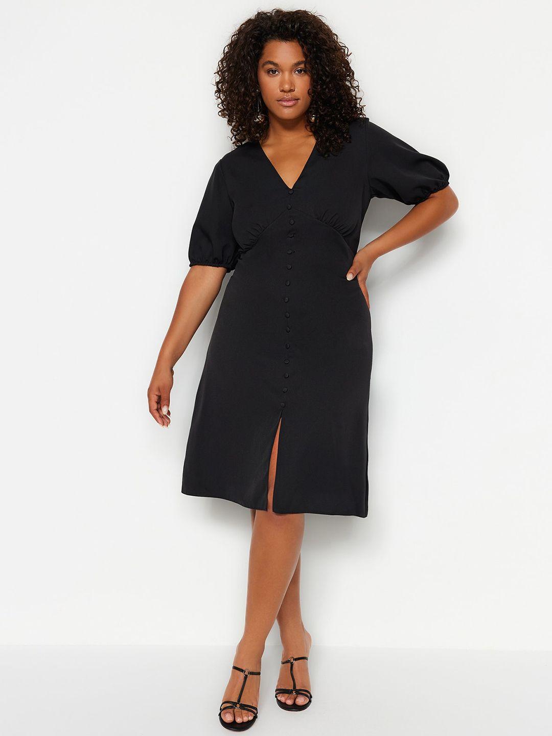 trendyol v-neck puff sleeves shirt dress