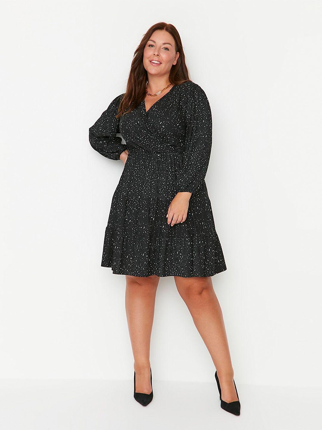 trendyol v-neck puffed sleeve dress