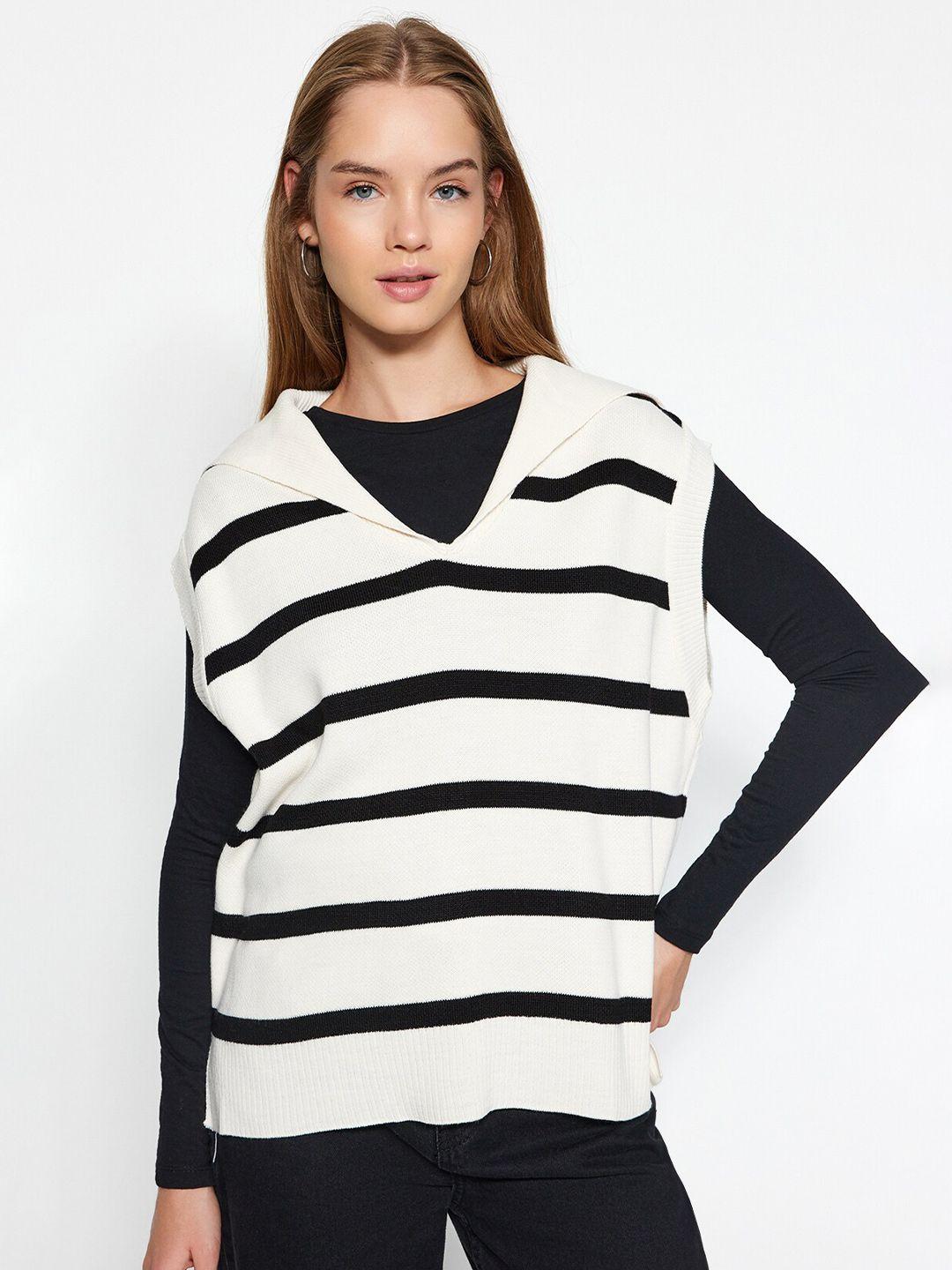 trendyol v-neck sleeveless striped sweater vest