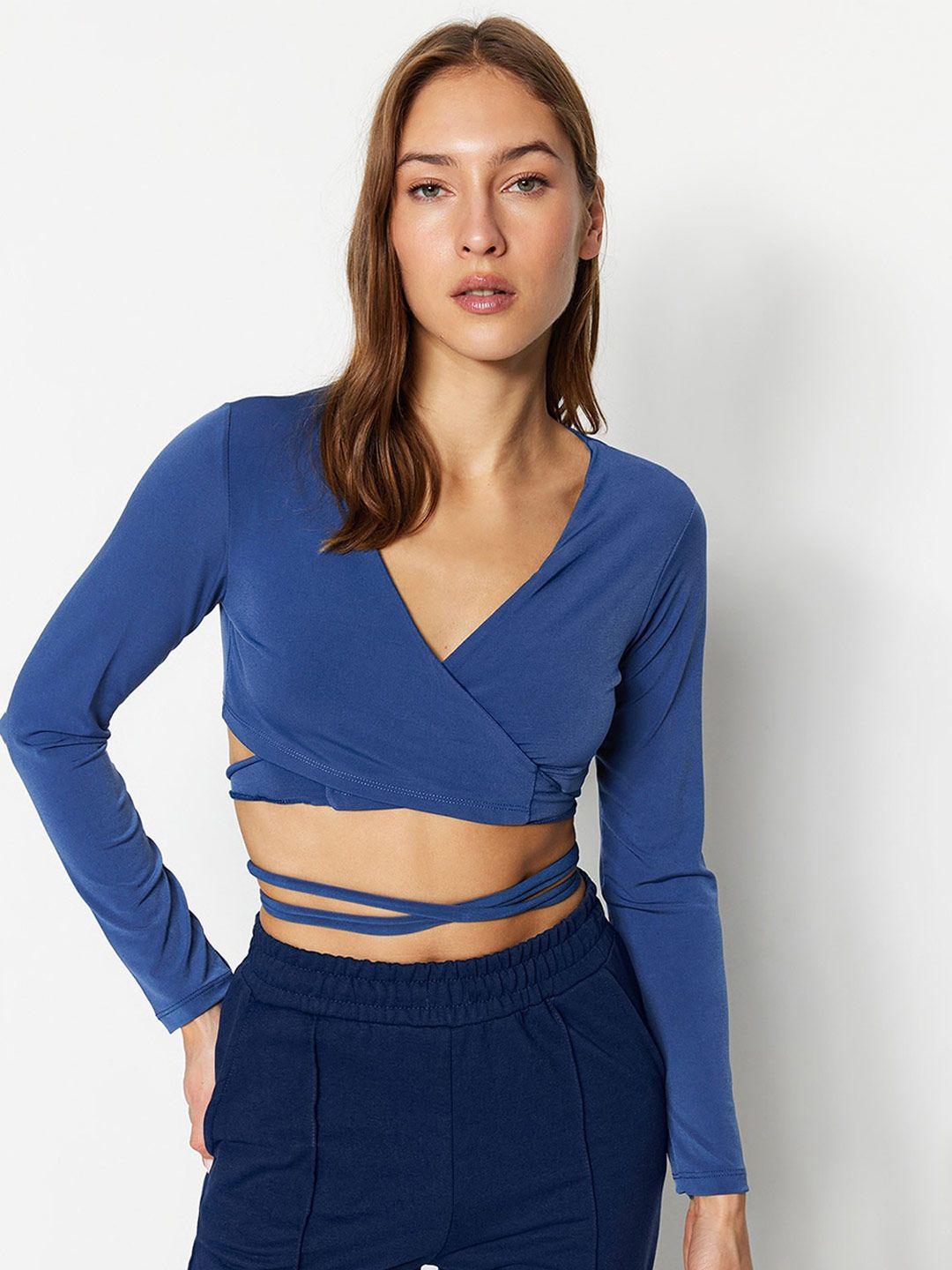 trendyol v-neck wrap crop top