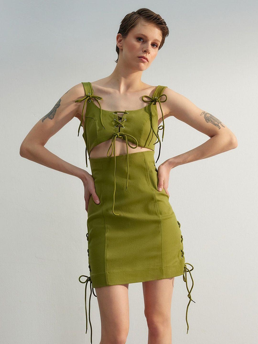 trendyol waist cut-out and tie up a-line dress