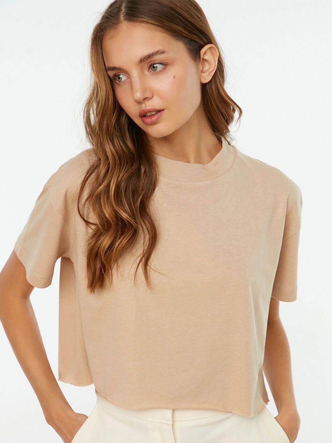 trendyol women beige t-shirt