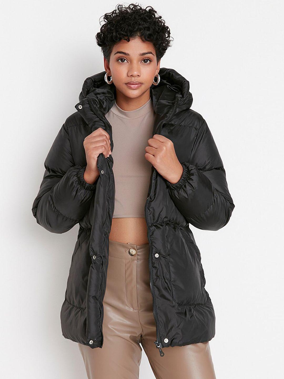 trendyol women black solid jackets