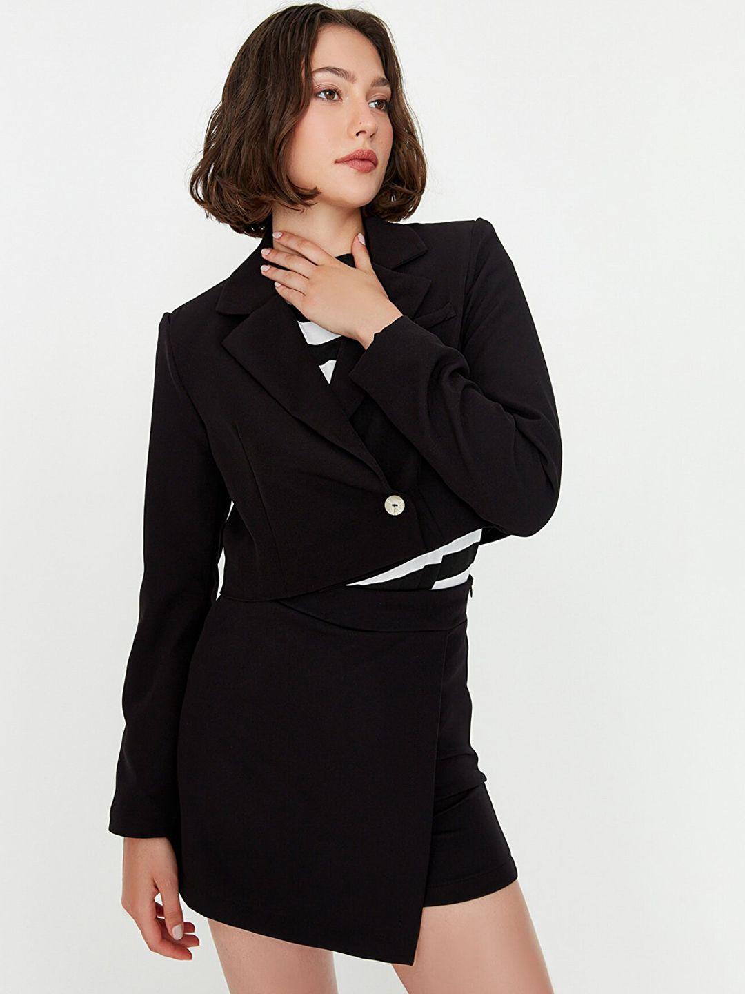 trendyol women black striped crop tailored jacket