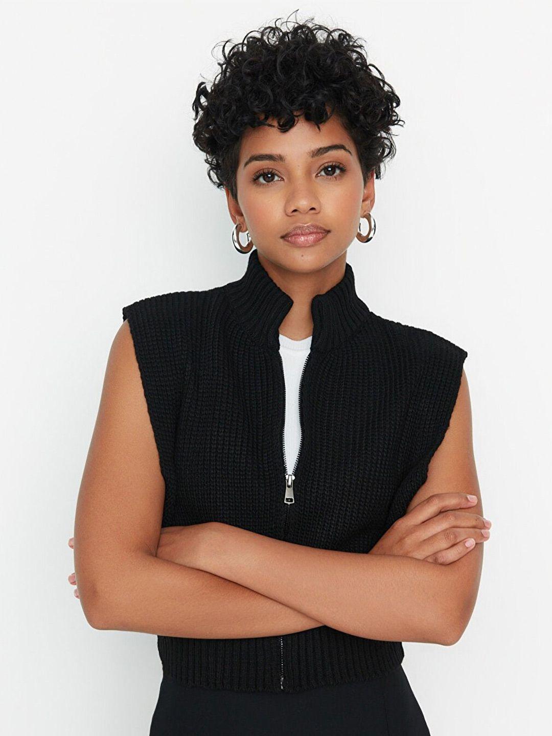 trendyol women black sweater vest