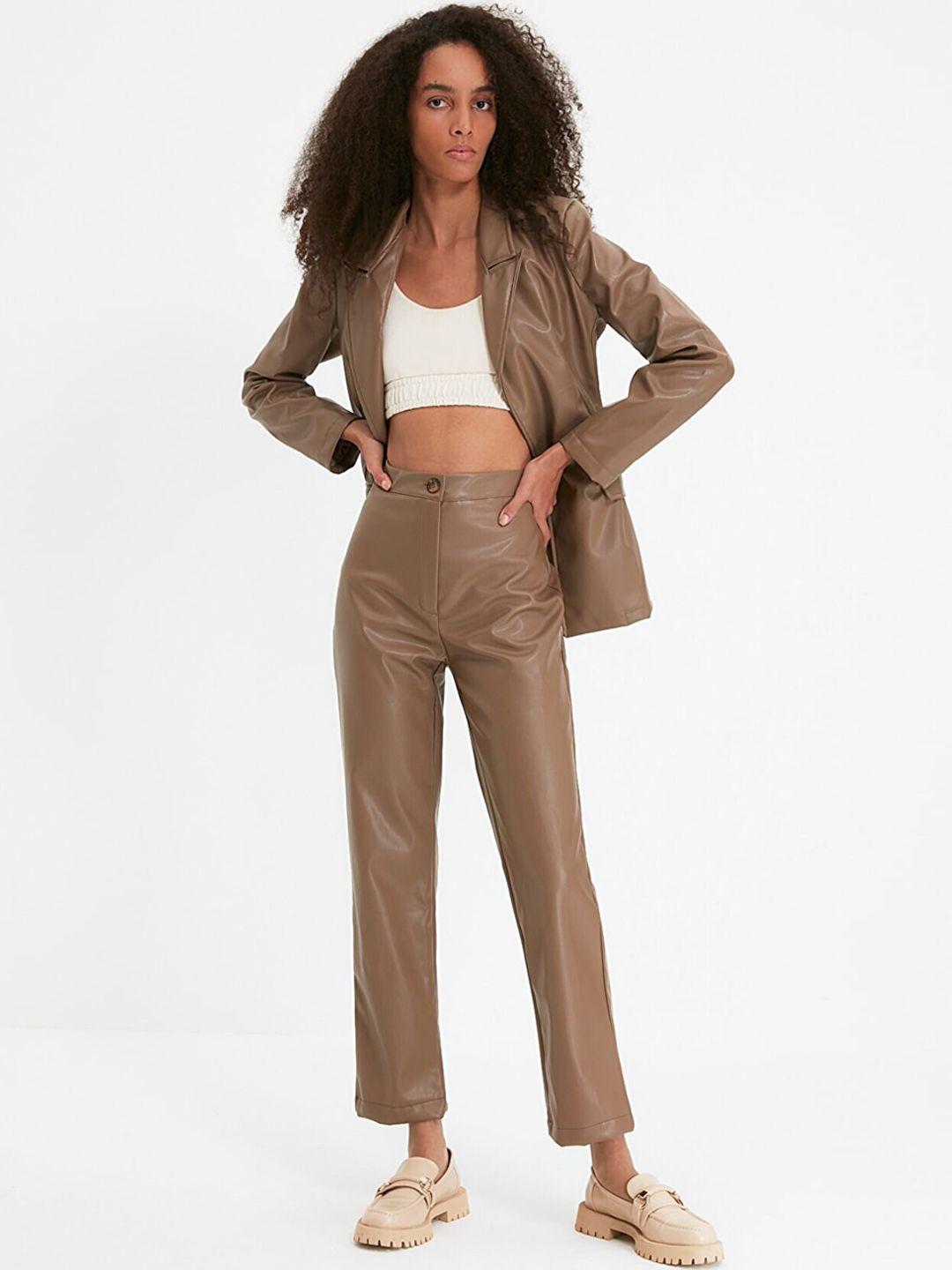 trendyol women brown trousers