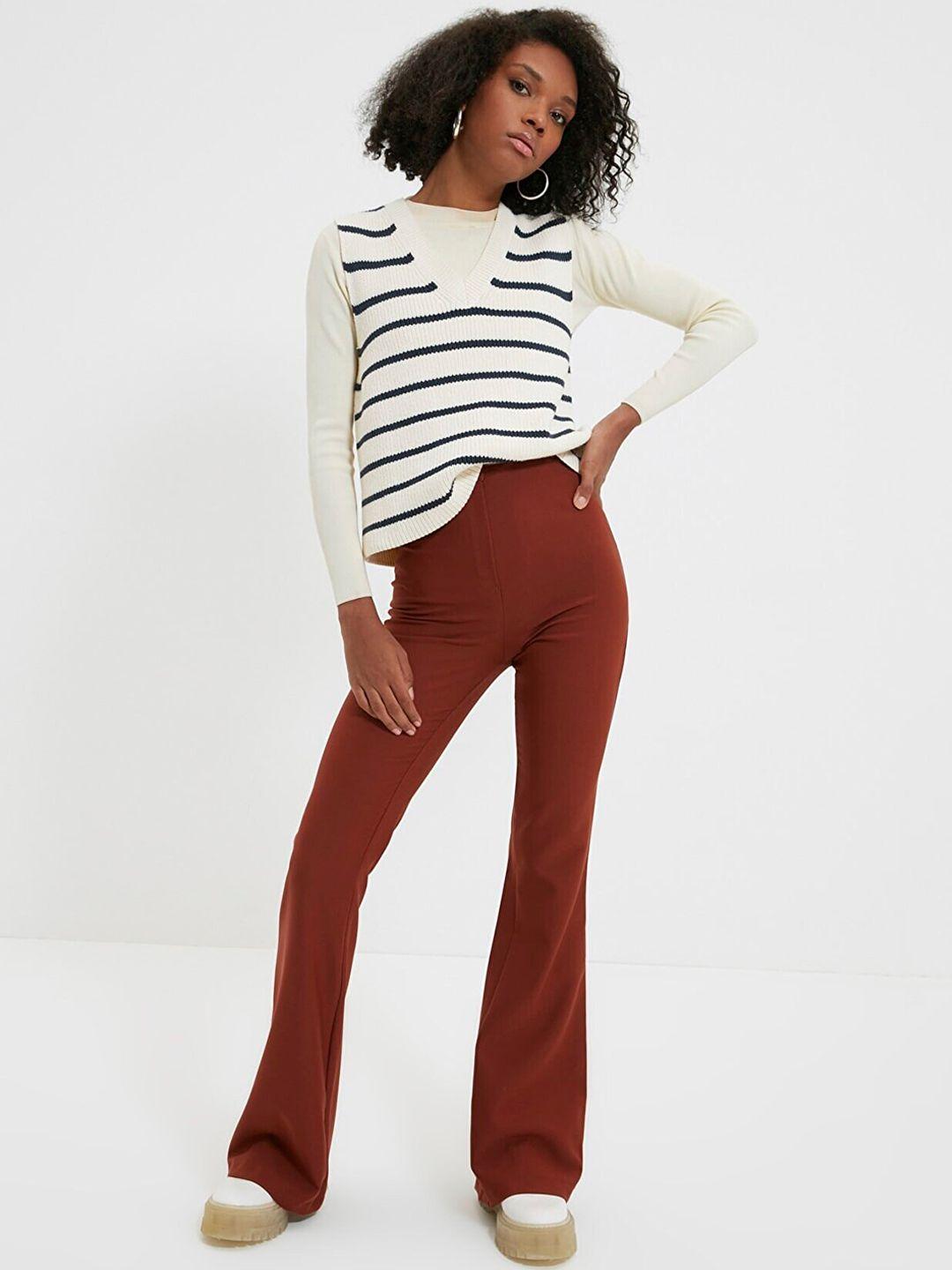 trendyol women brown trousers