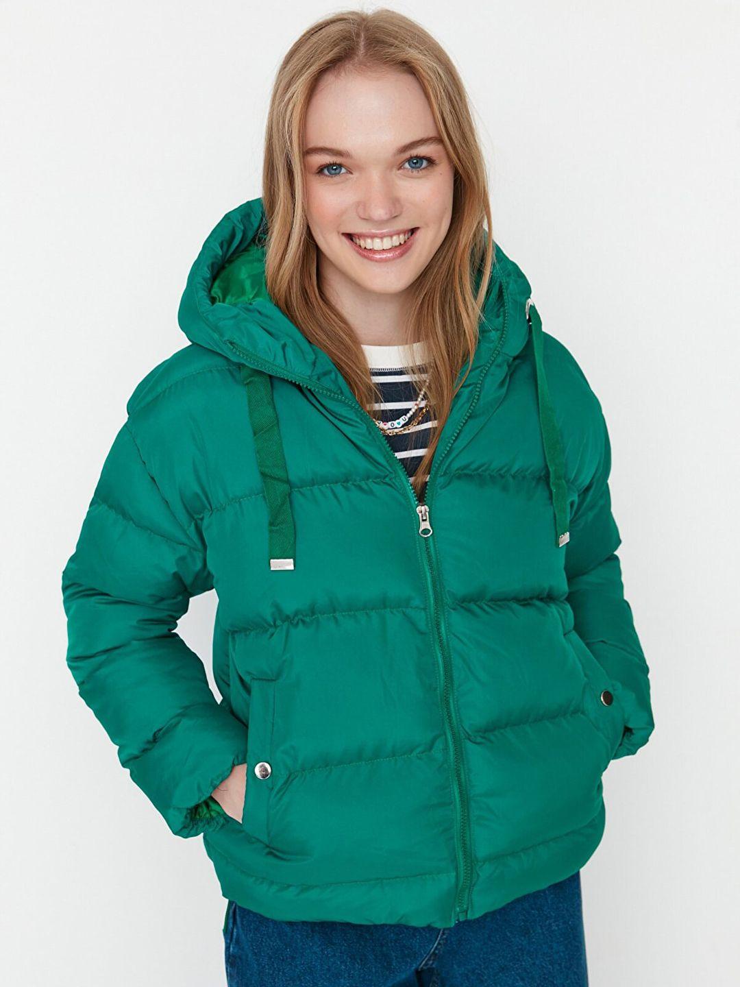 trendyol women green puffer jacket