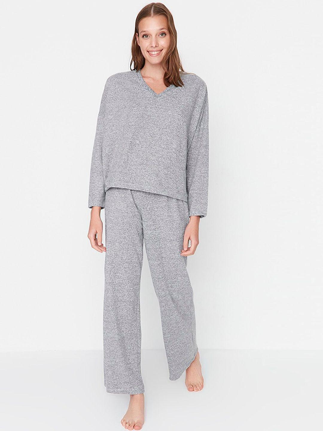 trendyol women grey night suit