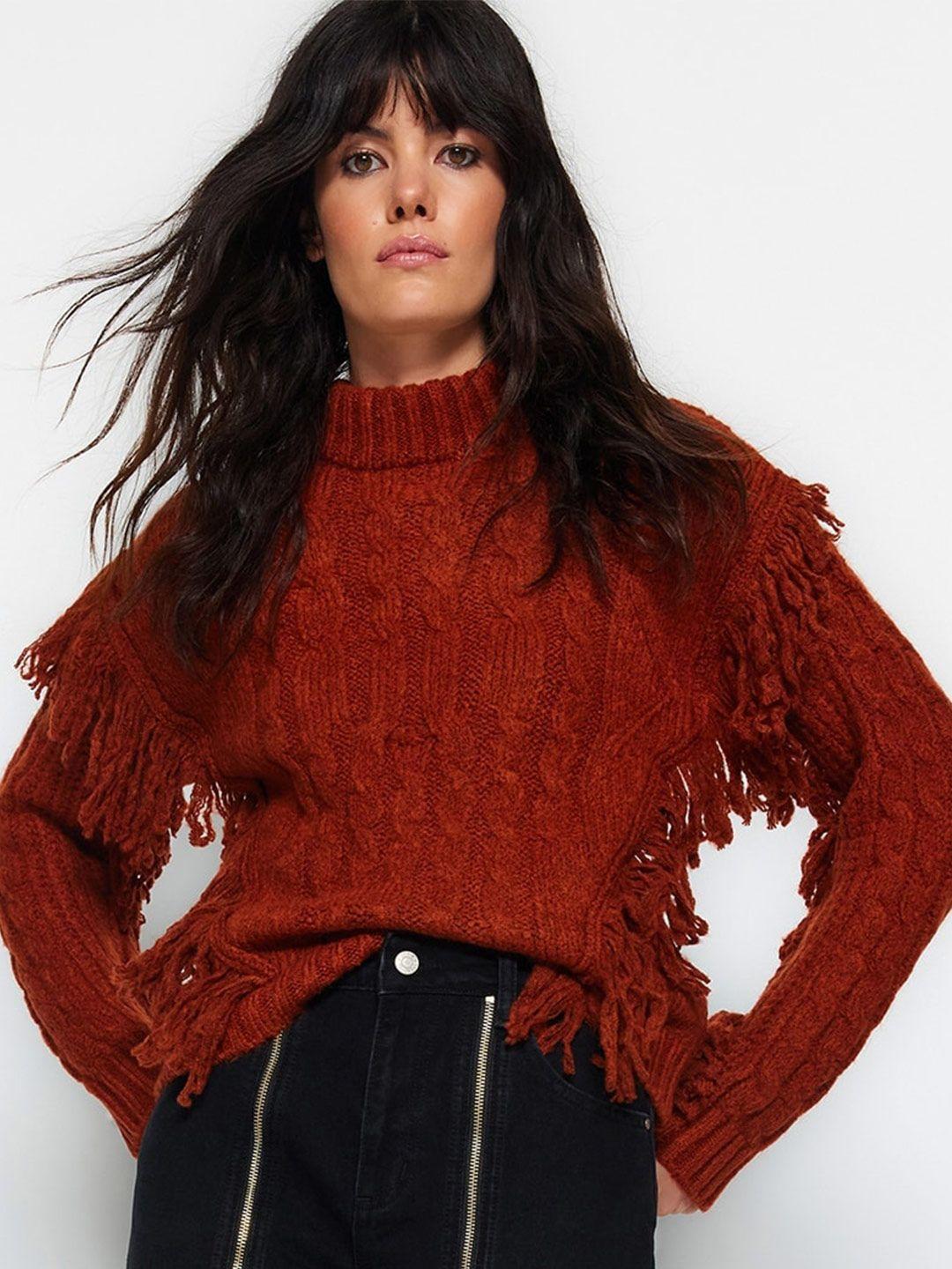 trendyol women maroon pullover