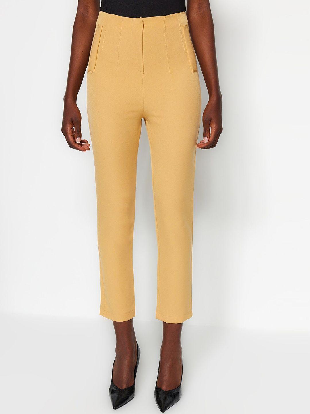 trendyol women mid rise plain trousers