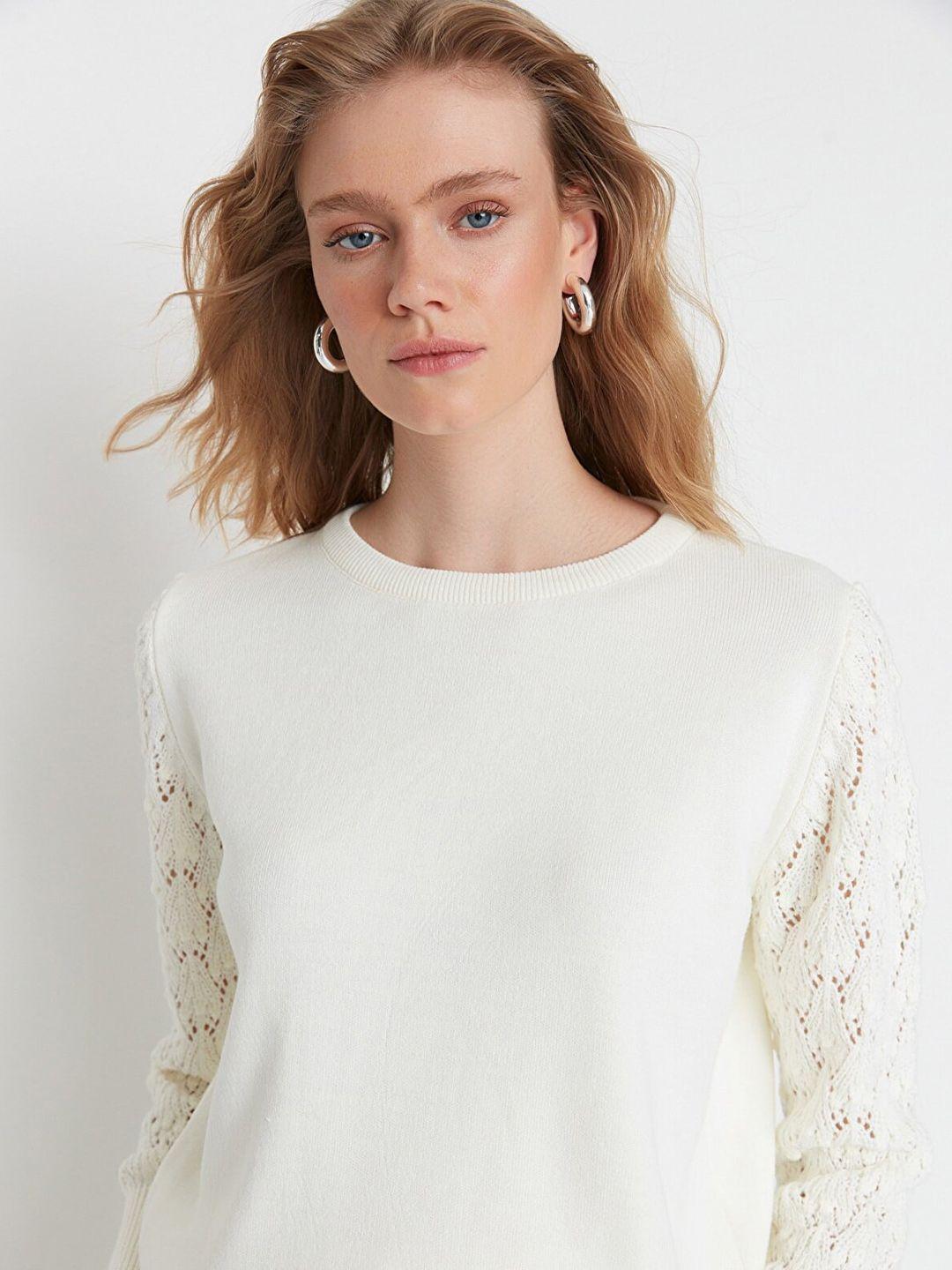 trendyol women off white pullover