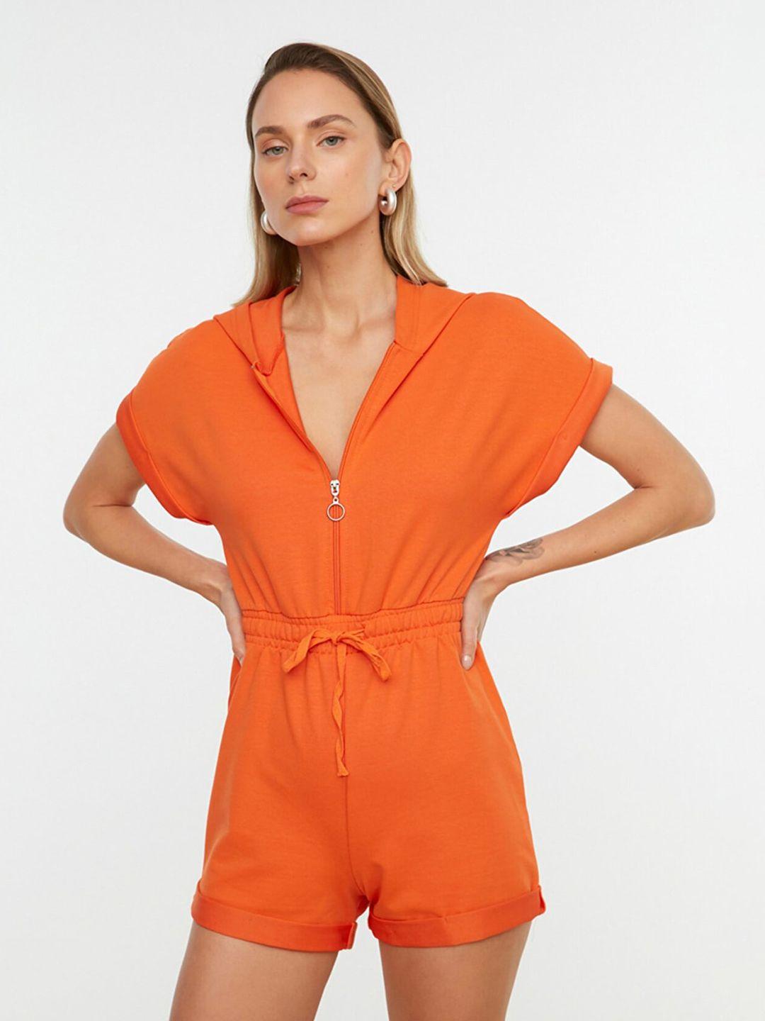 trendyol women orange solid jumpsuit