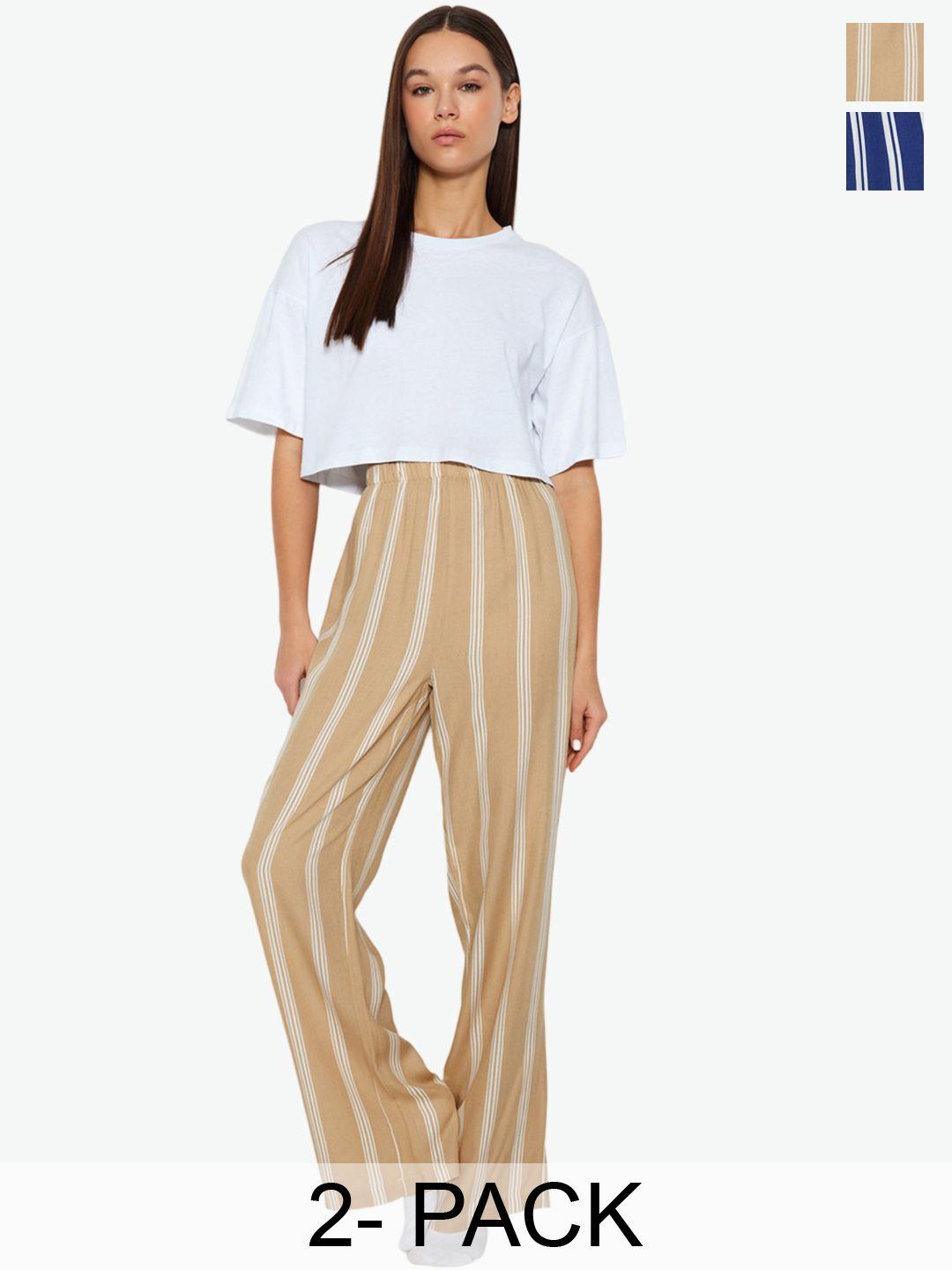 trendyol women pack of 2 striped lounge pants