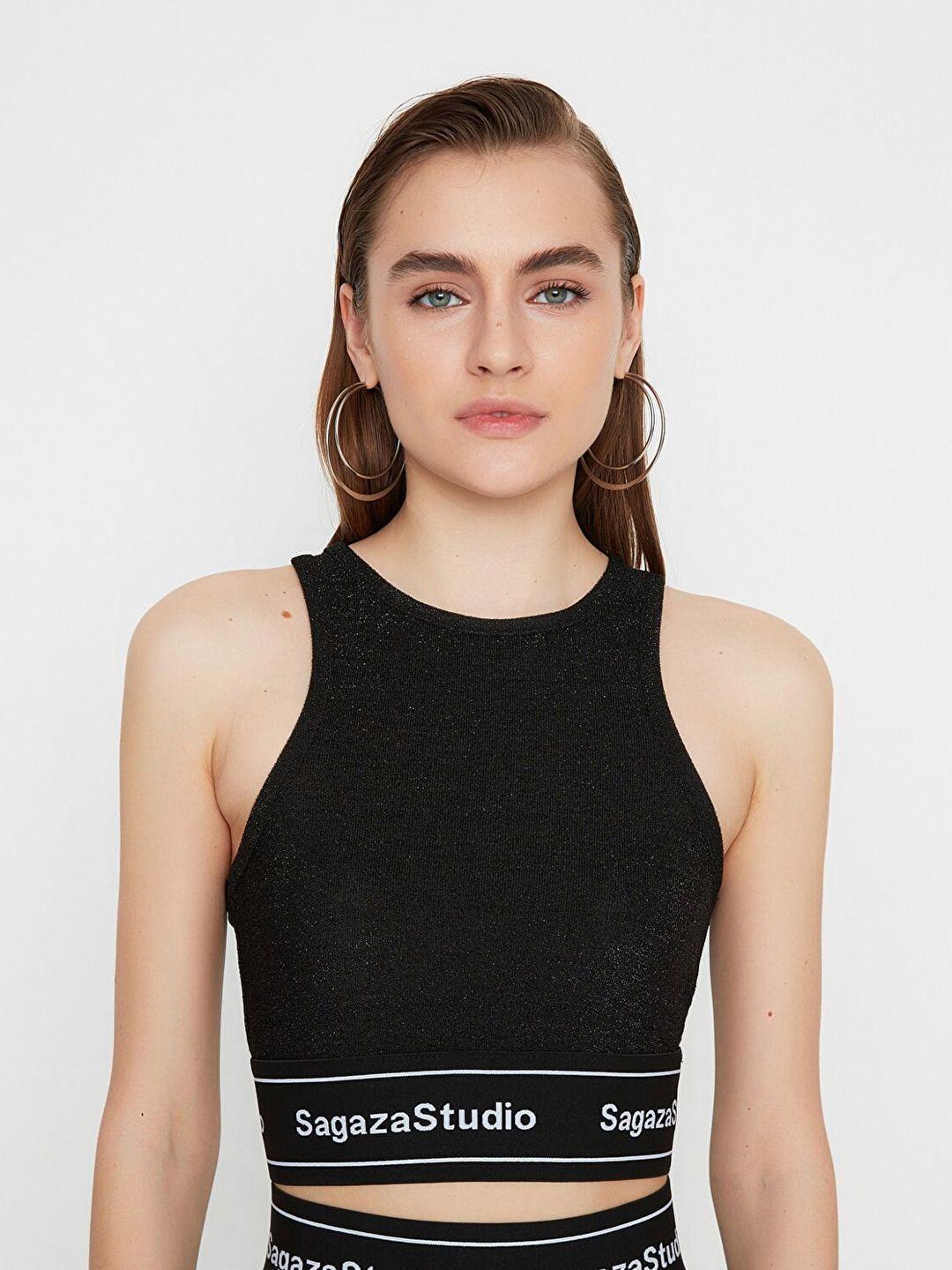 trendyol women printed sleeveless tank crop top