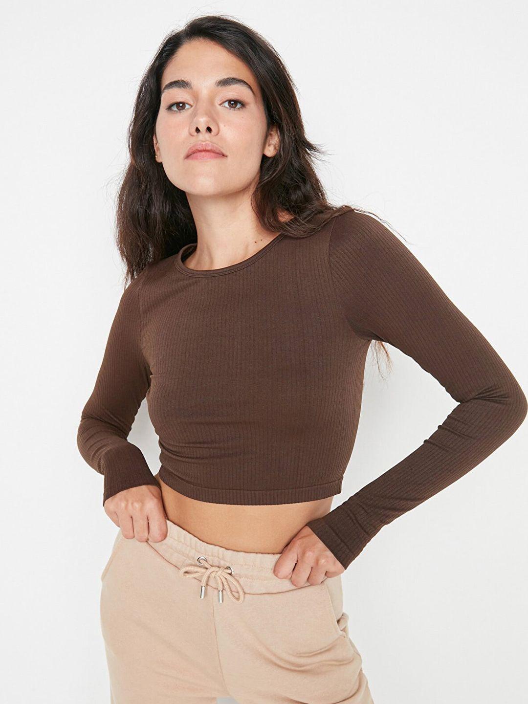 trendyol women round neck crop top