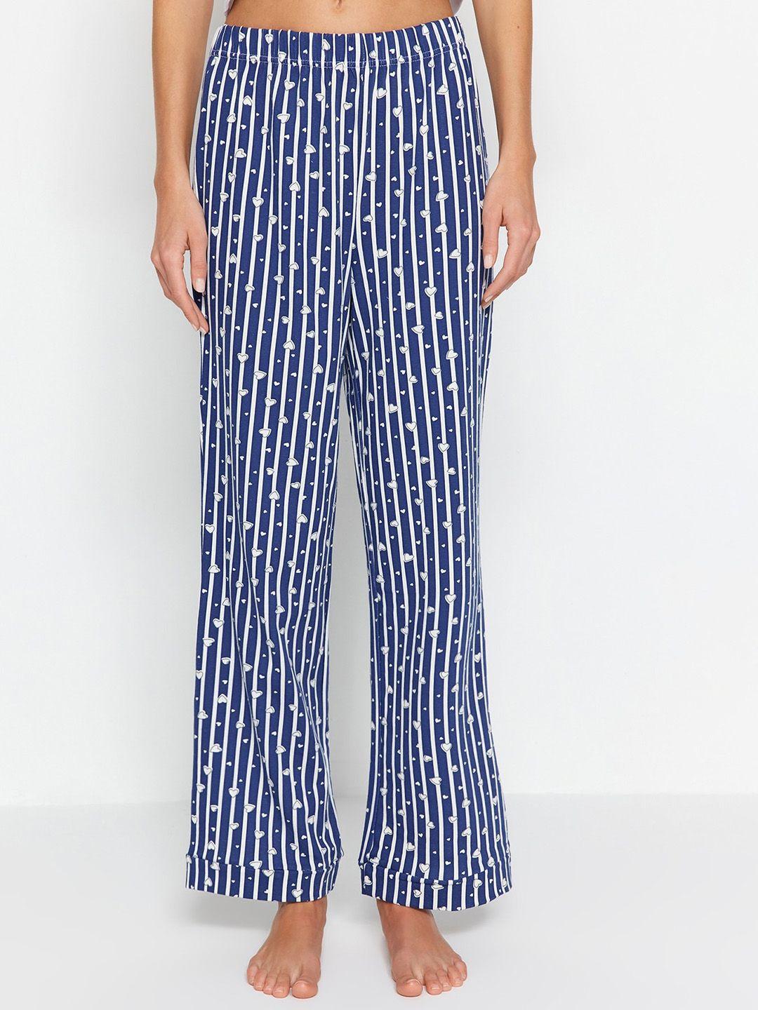 trendyol women striped cotton lounge pants