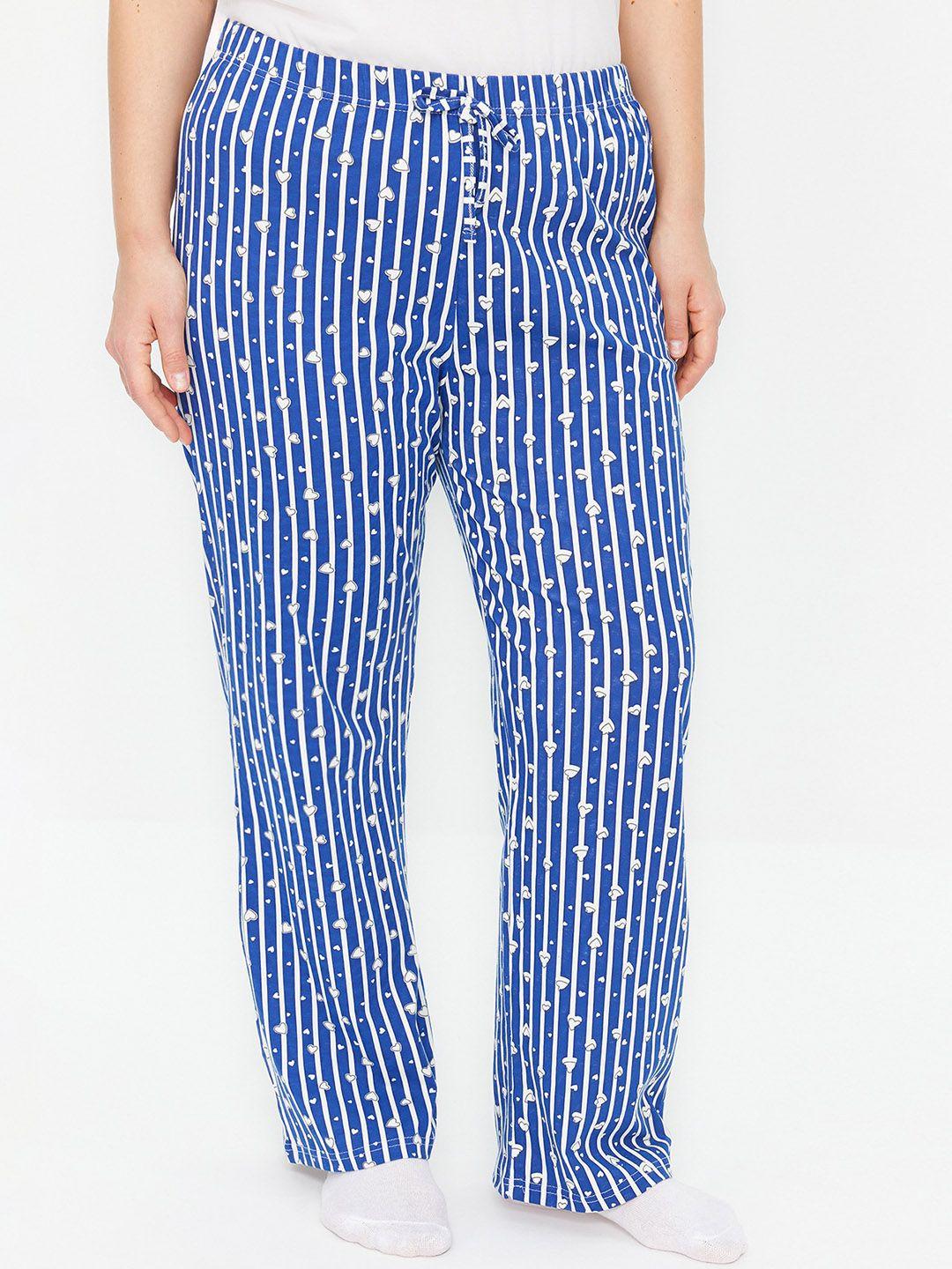 trendyol women striped cotton lounge pants