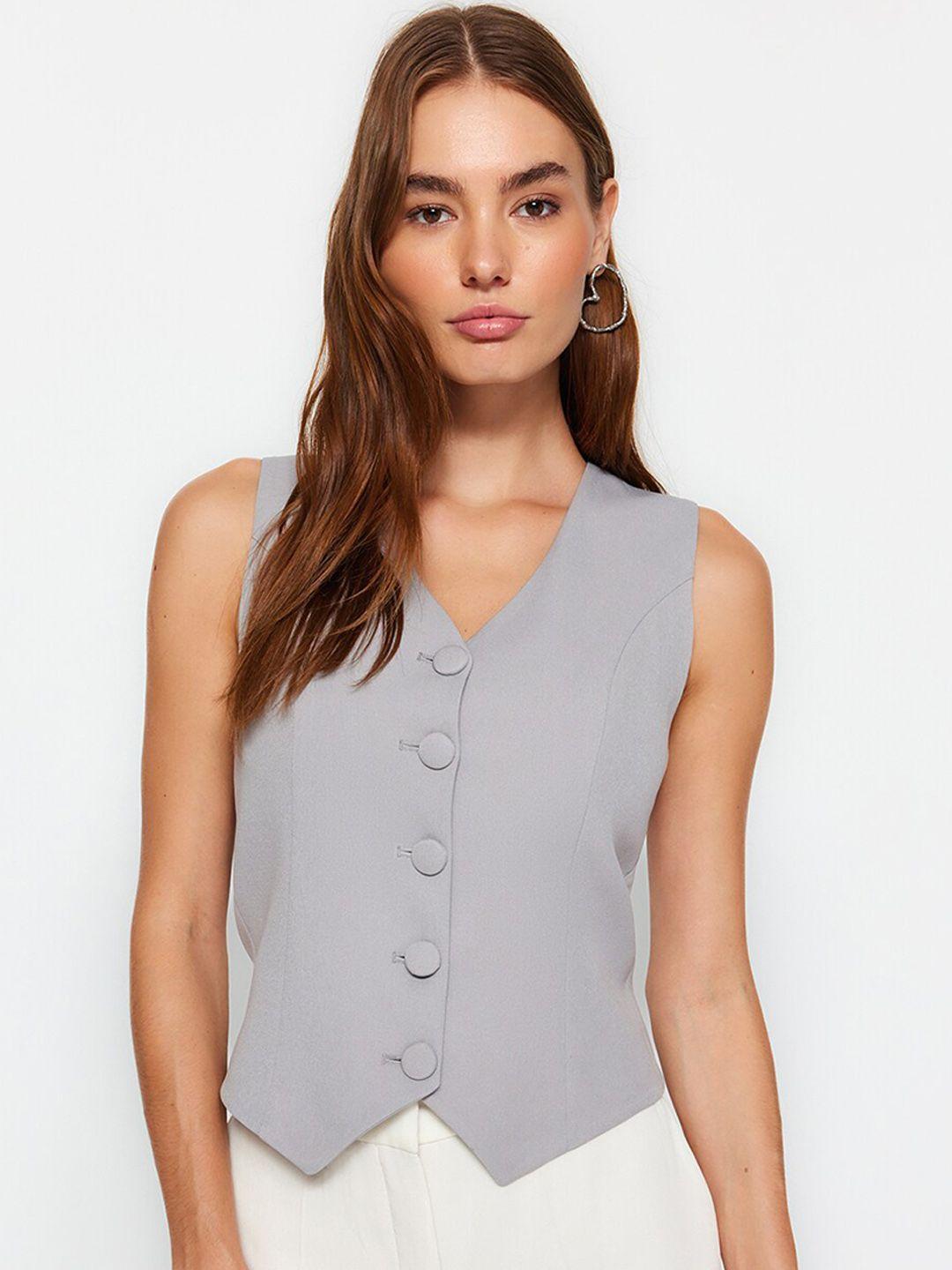 trendyol women v-neck woven waistcoat