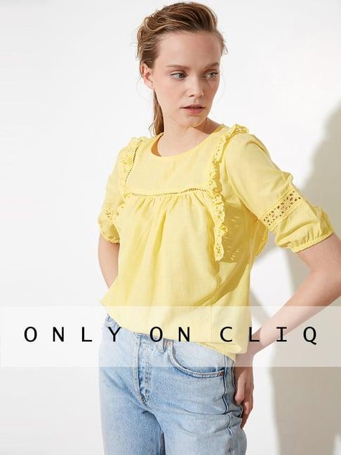 trendyol yellow cotton top