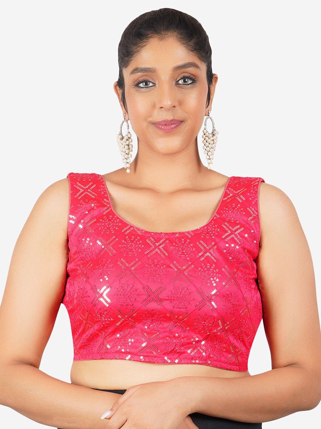 trendzmy embellished cotton readymade saree blouse