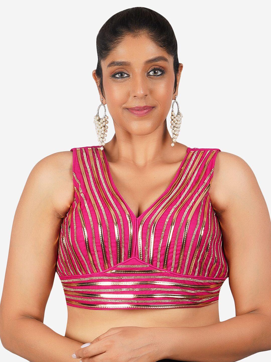 trendzmy embroidered cotton saree blouse