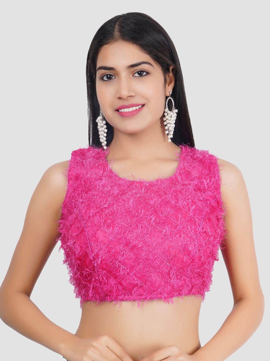 trendzmy pink embellished readymade saree blouse