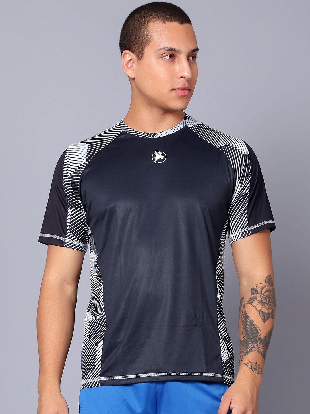 trenz geometric printed raglan sleeves ultra-boost sports t-shirt