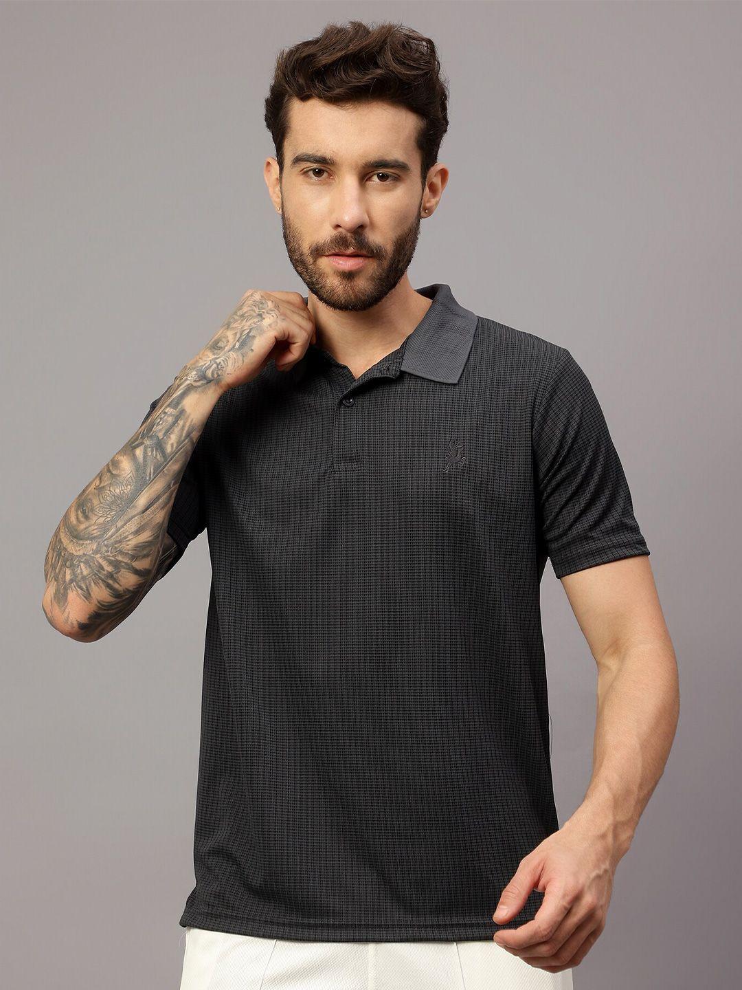 trenz textured polo collar t-shirt