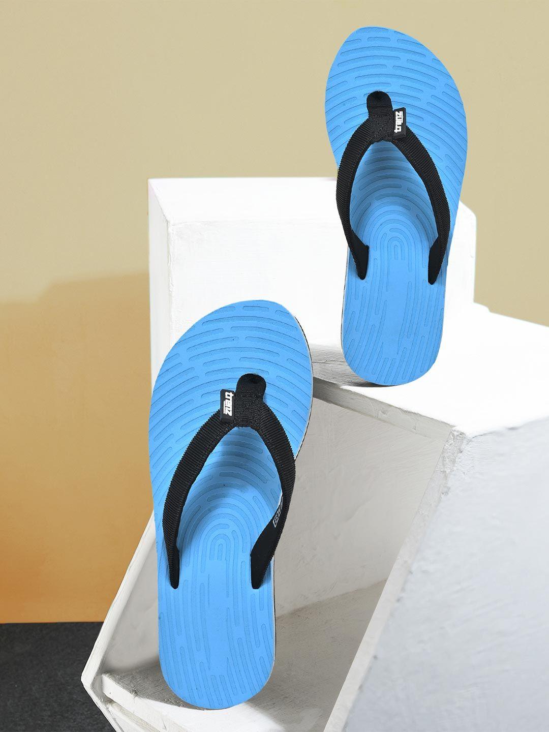 trenz women blue & black rubber thong flip-flops