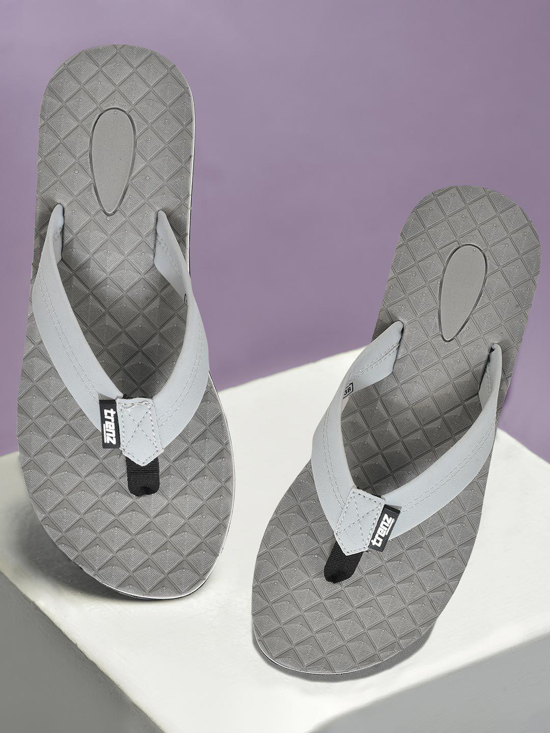 trenz women grey & white rubber thong flip-flops