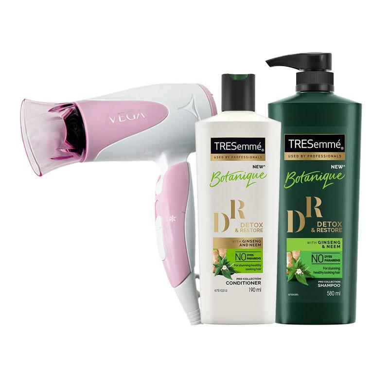 tresemme botanique shampoo + conditioner with vega hair dryer combo