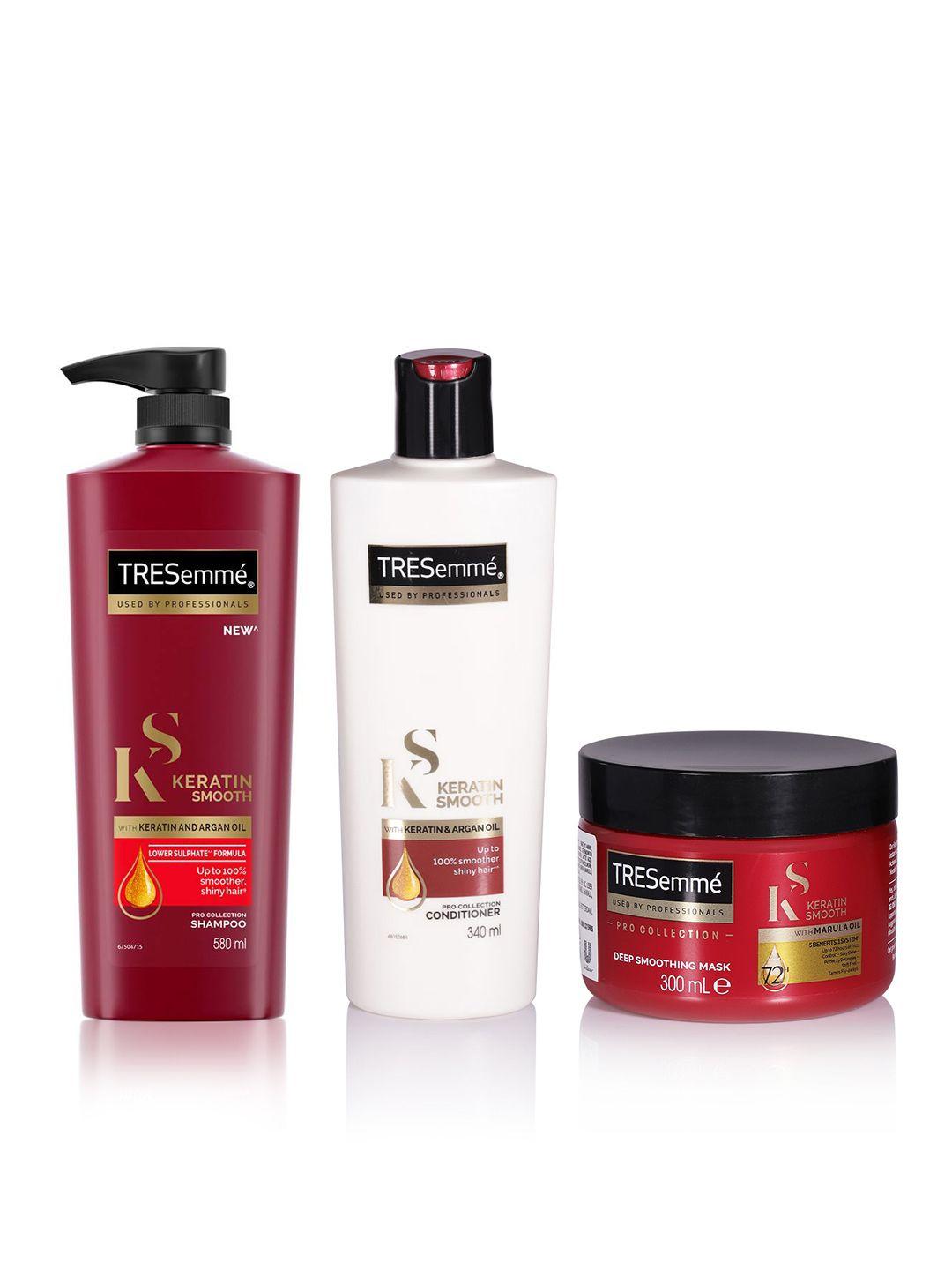 tresemme women set of keratin smooth shampoo, conditioner & mask