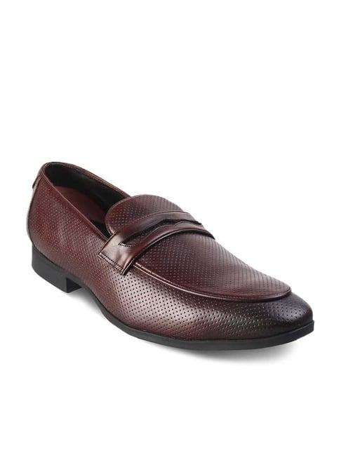 tresmode men's brown formal loafers