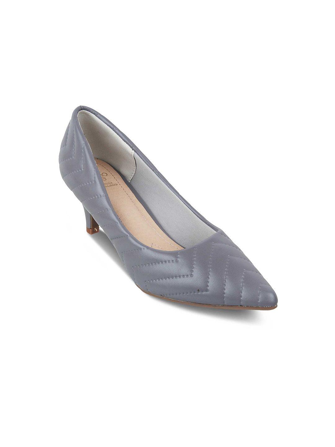 tresmode textured pointed toe kitten heel pumps